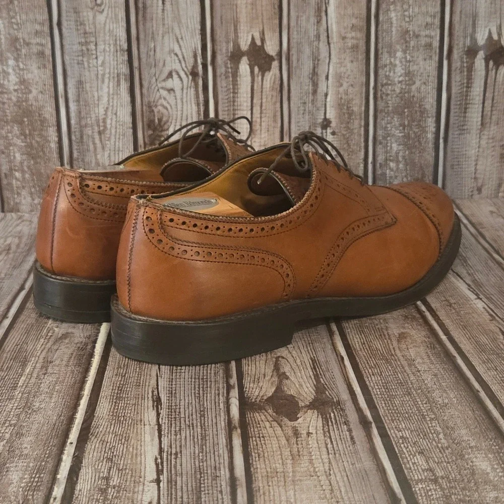 Sz 13 D Allen Edmonds Lexington Walnut Brown Brogue Cap Toe Oxfords Derby Shoes